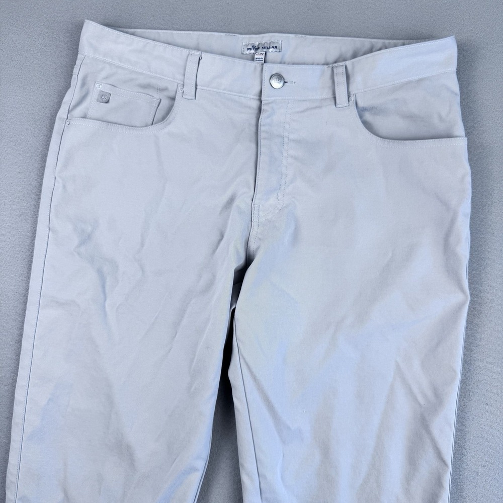 Peter Millar Performance 5-Pocket Pant Men 35x32 Gray EB66 Golf Preppy Chino